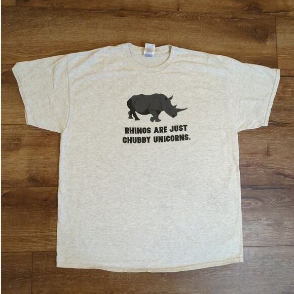 Gildan Other - Gildan Rhinos Are Just Chubby Unicorns Adult XL Shirt Zoo Animal Nature Funny